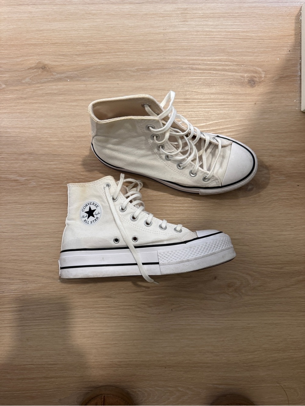 Converse High Top Platform Sneakers in Off-White